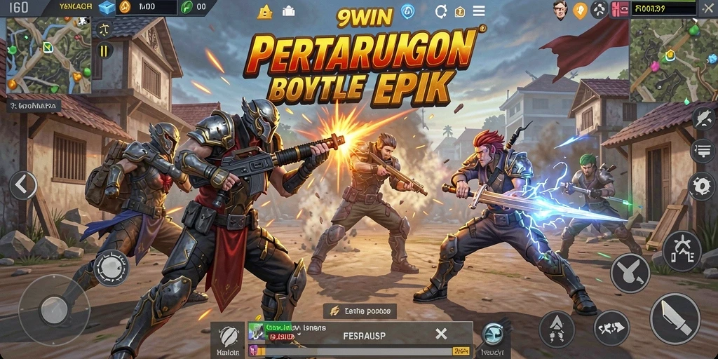 Gameplay seru 9WIN dalam pertarungan Battle Royale yang menegangkan.