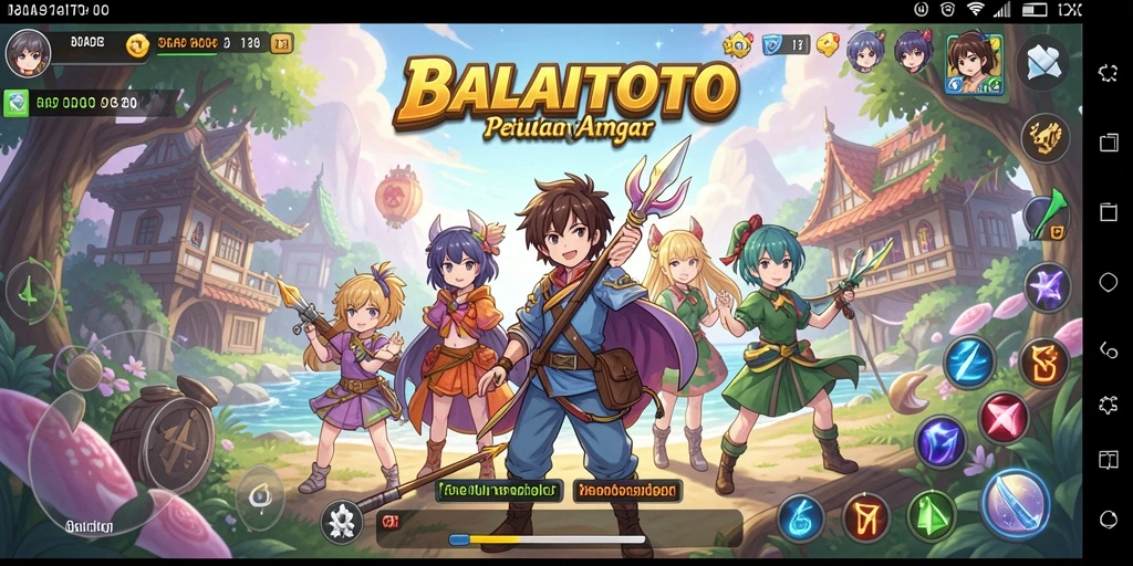 Screenshot BALAITOTO menampilkan pertempuran karakter Anime yang epik.