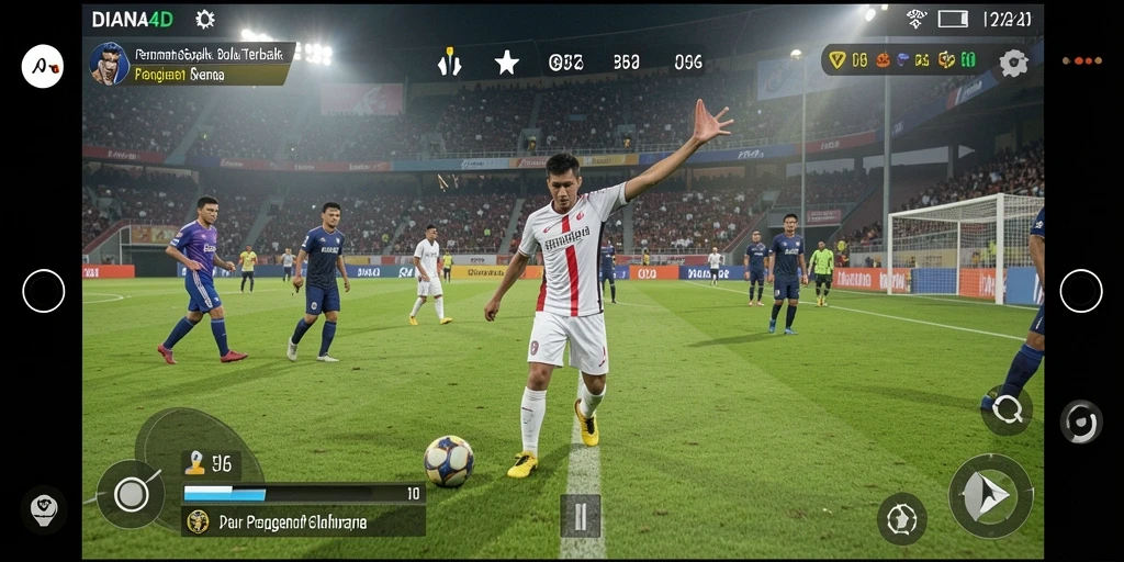 Tampilan gameplay <strong>DIANA4D</strong> dengan aksi sepak bola seru.