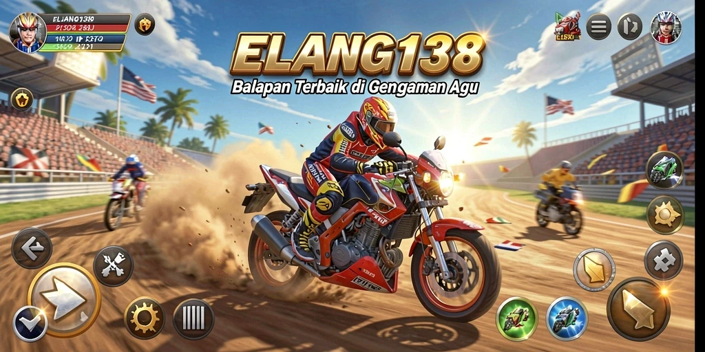 Gameplay ELANG138 yang mendebarkan di trek balapan motor.