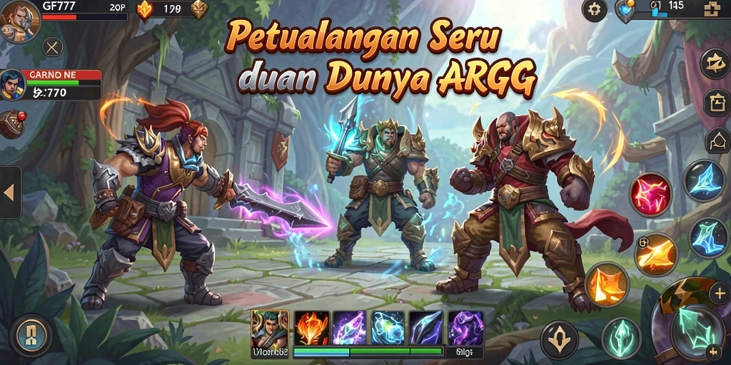 Tangkapan layar gameplay GF777 yang menunjukkan pertempuran seru di dunia ARPG.