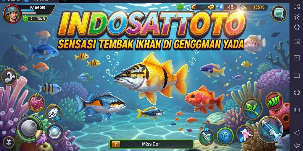 Tampilan gameplay seru dalam INDOSATTOTO saat menembak ikan.