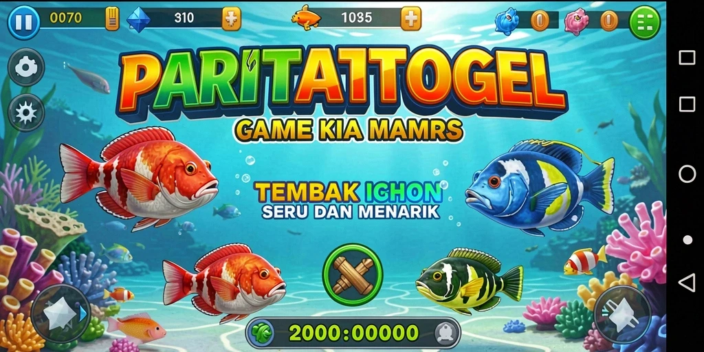 Screenshot utama PARTAITOGEL menunjukkan momen seru menembak ikan.