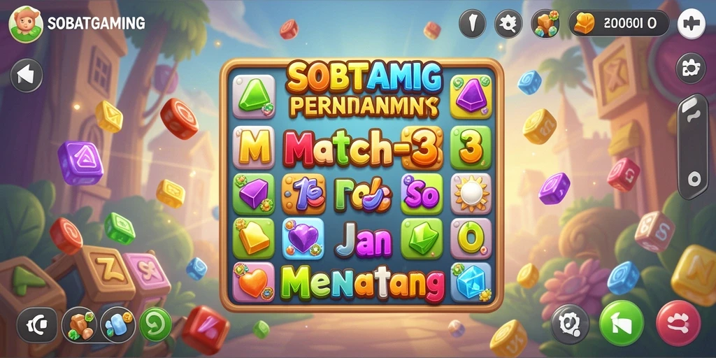 Tampilan gameplay seru dari SOBATGAMING dengan keseruan Match-3.