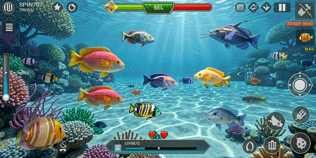 Screenshot gameplay SPIN707 menampilkan aksi seru menangkap ikan.