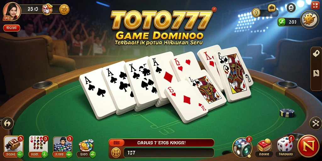 Screenshot menampilkan gameplay seru TOTO777 dengan domino yang berwarna-warni.